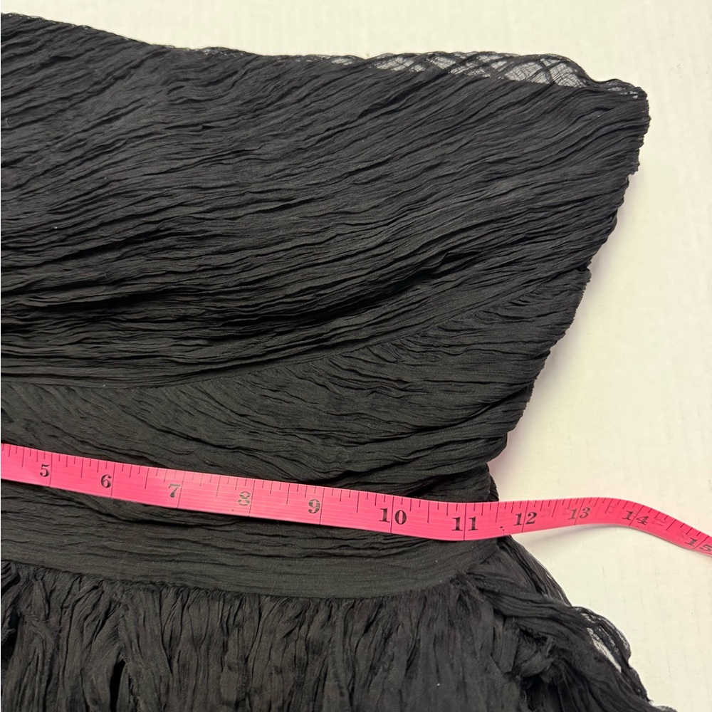 Elizabeth and James Silk Chiffon Black Strapless Foliage Dress Size 2 Cocktail - Picture 5 of 15